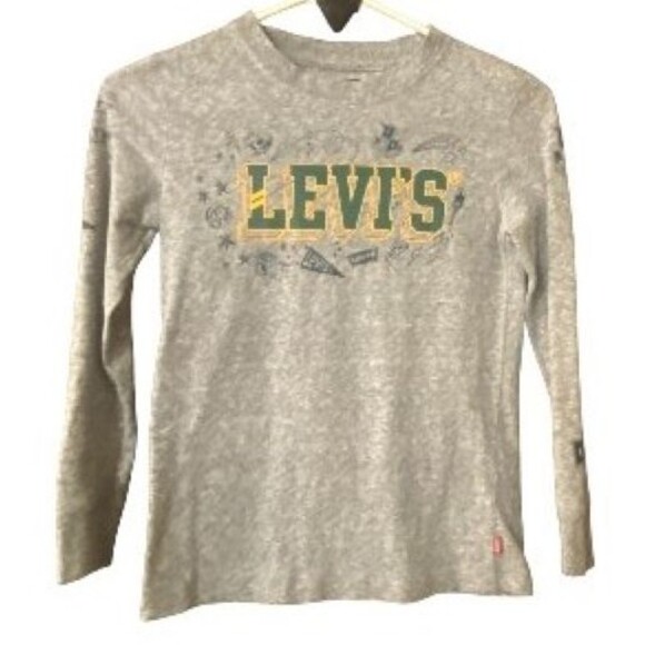 Levis T Shirt Size Small Long Sleeve Youth Boys Peace Sign Pizza Camera Graphics - Picture 1 of 8